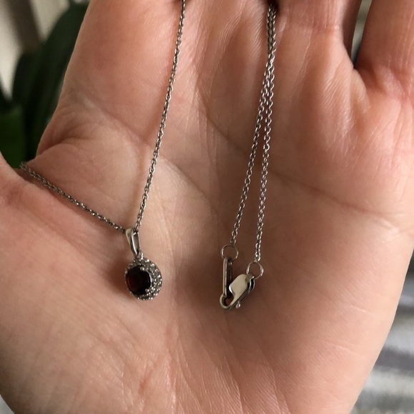 NEW Sterling Silver Gemstone Diamond Necklace - Picture 7 of 9